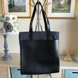 A|X ARMANI EXCHANGE Black Leather Canvas Tote NWT